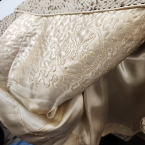 Vintage Handmade Double Breasted Speckled Herringbone Beige Peacoat Small - Picture 8 of 13